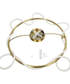 kelvo® GLOW 61674 Μοντέρνο Φωτιστικό Οροφής LED 65W 6500lm 360° AC 220-240V IP20 Ρυθμιζόμενο Λευκό CCT με Χειριστήριο από 2700K έως 6000K Dimmable – Lumileds SMD Chip – Χρυσό Πλατίνα & Λευκό Νήμα – Μ100 x Π100 x Υ30cm – 3 Χρόνια Εγγύηση