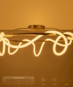 kelvo® GLOW 61674 Μοντέρνο Φωτιστικό Οροφής LED 65W 6500lm 360° AC 220-240V IP20 Ρυθμιζόμενο Λευκό CCT με Χειριστήριο από 2700K έως 6000K Dimmable – Lumileds SMD Chip – Χρυσό Πλατίνα & Λευκό Νήμα – Μ100 x Π100 x Υ30cm – 3 Χρόνια Εγγύηση