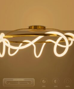 kelvo® GLOW 61674 Μοντέρνο Φωτιστικό Οροφής LED 65W 6500lm 360° AC 220-240V IP20 Ρυθμιζόμενο Λευκό CCT με Χειριστήριο από 2700K έως 6000K Dimmable – Lumileds SMD Chip – Χρυσό Πλατίνα & Λευκό Νήμα – Μ100 x Π100 x Υ30cm – 3 Χρόνια Εγγύηση