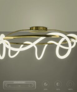 kelvo® GLOW 61674 Μοντέρνο Φωτιστικό Οροφής LED 65W 6500lm 360° AC 220-240V IP20 Ρυθμιζόμενο Λευκό CCT με Χειριστήριο από 2700K έως 6000K Dimmable – Lumileds SMD Chip – Χρυσό Πλατίνα & Λευκό Νήμα – Μ100 x Π100 x Υ30cm – 3 Χρόνια Εγγύηση