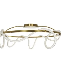 kelvo® GLOW 61674 Μοντέρνο Φωτιστικό Οροφής LED 65W 6500lm 360° AC 220-240V IP20 Ρυθμιζόμενο Λευκό CCT με Χειριστήριο από 2700K έως 6000K Dimmable – Lumileds SMD Chip – Χρυσό Πλατίνα & Λευκό Νήμα – Μ100 x Π100 x Υ30cm – 3 Χρόνια Εγγύηση