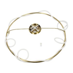 kelvo® GLOW 61675 Μοντέρνο Φωτιστικό Οροφής LED 89W 8900lm 360° AC 220-240V IP20 Ρυθμιζόμενο Λευκό CCT με Χειριστήριο από 2700K έως 6000K Dimmable – Lumileds SMD Chip – Χρυσό Πλατίνα & Λευκό Νήμα – Μ150 x Π150 x Υ30cm – 3 Χρόνια Εγγύηση