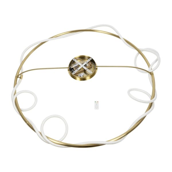 kelvo® GLOW 61675 Μοντέρνο Φωτιστικό Οροφής LED 89W 8900lm 360° AC 220-240V IP20 Ρυθμιζόμενο Λευκό CCT με Χειριστήριο από 2700K έως 6000K Dimmable – Lumileds SMD Chip – Χρυσό Πλατίνα & Λευκό Νήμα – Μ150 x Π150 x Υ30cm – 3 Χρόνια Εγγύηση