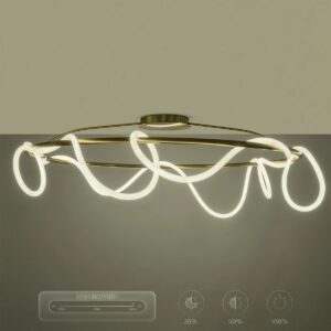 kelvo® GLOW 61675 Μοντέρνο Φωτιστικό Οροφής LED 89W 8900lm 360° AC 220-240V IP20 Ρυθμιζόμενο Λευκό CCT με Χειριστήριο από 2700K έως 6000K Dimmable – Lumileds SMD Chip – Χρυσό Πλατίνα & Λευκό Νήμα – Μ150 x Π150 x Υ30cm – 3 Χρόνια Εγγύηση