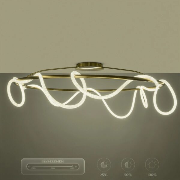 kelvo® GLOW 61675 Μοντέρνο Φωτιστικό Οροφής LED 89W 8900lm 360° AC 220-240V IP20 Ρυθμιζόμενο Λευκό CCT με Χειριστήριο από 2700K έως 6000K Dimmable – Lumileds SMD Chip – Χρυσό Πλατίνα & Λευκό Νήμα – Μ150 x Π150 x Υ30cm – 3 Χρόνια Εγγύηση
