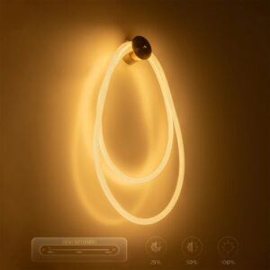 kelvo® GLOW 61676 Μοντέρνο Φωτιστικό Τοίχου – Απλίκα LED 45W 4500lm 360° AC 220-240V IP20 Ρυθμιζόμενο Λευκό CCT με Χειριστήριο από 2700K έως 6000K Dimmable – Lumileds SMD Chip – Χρυσό Πλατίνα & Λευκό Νήμα – Μ30 x Π15 x Υ110cm – 3 Χρόνια Εγγύηση