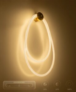 kelvo® GLOW 61676 Μοντέρνο Φωτιστικό Τοίχου – Απλίκα LED 45W 4500lm 360° AC 220-240V IP20 Ρυθμιζόμενο Λευκό CCT με Χειριστήριο από 2700K έως 6000K Dimmable – Lumileds SMD Chip – Χρυσό Πλατίνα & Λευκό Νήμα – Μ30 x Π15 x Υ110cm – 3 Χρόνια Εγγύηση