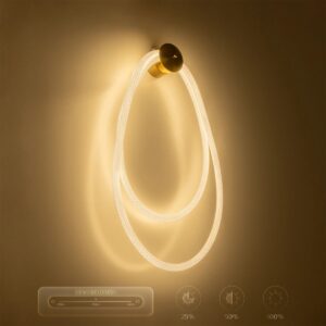 kelvo® GLOW 61676 Μοντέρνο Φωτιστικό Τοίχου – Απλίκα LED 45W 4500lm 360° AC 220-240V IP20 Ρυθμιζόμενο Λευκό CCT με Χειριστήριο από 2700K έως 6000K Dimmable – Lumileds SMD Chip – Χρυσό Πλατίνα & Λευκό Νήμα – Μ30 x Π15 x Υ110cm – 3 Χρόνια Εγγύηση