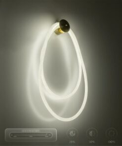 kelvo® GLOW 61676 Μοντέρνο Φωτιστικό Τοίχου – Απλίκα LED 45W 4500lm 360° AC 220-240V IP20 Ρυθμιζόμενο Λευκό CCT με Χειριστήριο από 2700K έως 6000K Dimmable – Lumileds SMD Chip – Χρυσό Πλατίνα & Λευκό Νήμα – Μ30 x Π15 x Υ110cm – 3 Χρόνια Εγγύηση