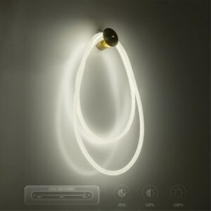 kelvo® GLOW 61676 Μοντέρνο Φωτιστικό Τοίχου – Απλίκα LED 45W 4500lm 360° AC 220-240V IP20 Ρυθμιζόμενο Λευκό CCT με Χειριστήριο από 2700K έως 6000K Dimmable – Lumileds SMD Chip – Χρυσό Πλατίνα & Λευκό Νήμα – Μ30 x Π15 x Υ110cm – 3 Χρόνια Εγγύηση