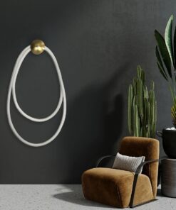 kelvo® GLOW 61676 Μοντέρνο Φωτιστικό Τοίχου – Απλίκα LED 45W 4500lm 360° AC 220-240V IP20 Ρυθμιζόμενο Λευκό CCT με Χειριστήριο από 2700K έως 6000K Dimmable – Lumileds SMD Chip – Χρυσό Πλατίνα & Λευκό Νήμα – Μ30 x Π15 x Υ110cm – 3 Χρόνια Εγγύηση