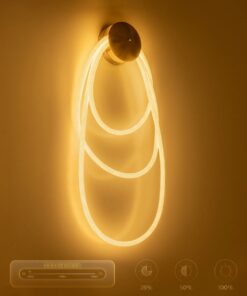 kelvo® GLOW 61677 Μοντέρνο Φωτιστικό Τοίχου – Απλίκα LED 60W 6000lm 360° AC 220-240V IP20 Ρυθμιζόμενο Λευκό CCT με Χειριστήριο από 2700K έως 6000K Dimmable – Lumileds SMD Chip – Χρυσό Πλατίνα & Λευκό Νήμα – Μ40 x Π15 x Υ110cm – 3 Χρόνια Εγγύηση