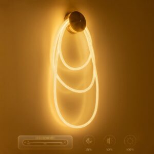 kelvo® GLOW 61677 Μοντέρνο Φωτιστικό Τοίχου – Απλίκα LED 60W 6000lm 360° AC 220-240V IP20 Ρυθμιζόμενο Λευκό CCT με Χειριστήριο από 2700K έως 6000K Dimmable – Lumileds SMD Chip – Χρυσό Πλατίνα & Λευκό Νήμα – Μ40 x Π15 x Υ110cm – 3 Χρόνια Εγγύηση