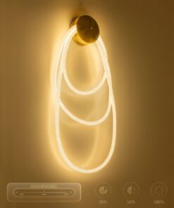 kelvo® GLOW 61677 Μοντέρνο Φωτιστικό Τοίχου – Απλίκα LED 60W 6000lm 360° AC 220-240V IP20 Ρυθμιζόμενο Λευκό CCT με Χειριστήριο από 2700K έως 6000K Dimmable – Lumileds SMD Chip – Χρυσό Πλατίνα & Λευκό Νήμα – Μ40 x Π15 x Υ110cm – 3 Χρόνια Εγγύηση