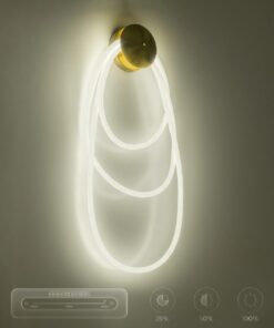 kelvo® GLOW 61677 Μοντέρνο Φωτιστικό Τοίχου – Απλίκα LED 60W 6000lm 360° AC 220-240V IP20 Ρυθμιζόμενο Λευκό CCT με Χειριστήριο από 2700K έως 6000K Dimmable – Lumileds SMD Chip – Χρυσό Πλατίνα & Λευκό Νήμα – Μ40 x Π15 x Υ110cm – 3 Χρόνια Εγγύηση