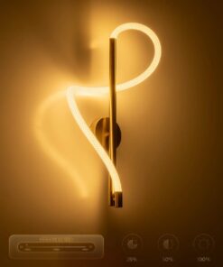 kelvo® GLOW 61682 Μοντέρνο Φωτιστικό Τοίχου – Απλίκα LED 24W 2400lm 360° AC 220-240V IP20 Ρυθμιζόμενο Λευκό CCT με On/Off 2700K/4500K/6000K – Lumileds SMD Chip – Χρυσό Πλατίνα & Λευκό Νήμα – Μ30 x Π15 x Υ70cm – 3 Χρόνια Εγγύηση