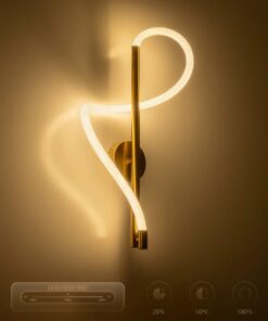 kelvo® GLOW 61682 Μοντέρνο Φωτιστικό Τοίχου – Απλίκα LED 24W 2400lm 360° AC 220-240V IP20 Ρυθμιζόμενο Λευκό CCT με On/Off 2700K/4500K/6000K – Lumileds SMD Chip – Χρυσό Πλατίνα & Λευκό Νήμα – Μ30 x Π15 x Υ70cm – 3 Χρόνια Εγγύηση