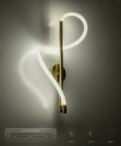 kelvo® GLOW 61682 Μοντέρνο Φωτιστικό Τοίχου – Απλίκα LED 24W 2400lm 360° AC 220-240V IP20 Ρυθμιζόμενο Λευκό CCT με On/Off 2700K/4500K/6000K – Lumileds SMD Chip – Χρυσό Πλατίνα & Λευκό Νήμα – Μ30 x Π15 x Υ70cm – 3 Χρόνια Εγγύηση