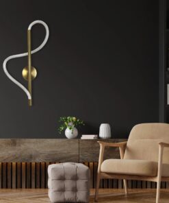 kelvo® GLOW 61682 Μοντέρνο Φωτιστικό Τοίχου – Απλίκα LED 24W 2400lm 360° AC 220-240V IP20 Ρυθμιζόμενο Λευκό CCT με On/Off 2700K/4500K/6000K – Lumileds SMD Chip – Χρυσό Πλατίνα & Λευκό Νήμα – Μ30 x Π15 x Υ70cm – 3 Χρόνια Εγγύηση