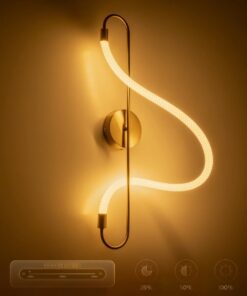 kelvo® GLOW 61683 Μοντέρνο Φωτιστικό Τοίχου – Απλίκα LED 18W 1800lm 360° AC 220-240V IP20 Ρυθμιζόμενο Λευκό CCT με On/Off 2700K/4500K/6000K – Lumileds SMD Chip – Χρυσό Πλατίνα & Λευκό Νήμα – Μ30 x Π15 x Υ70cm – 3 Χρόνια Εγγύηση