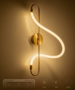 kelvo® GLOW 61683 Μοντέρνο Φωτιστικό Τοίχου – Απλίκα LED 18W 1800lm 360° AC 220-240V IP20 Ρυθμιζόμενο Λευκό CCT με On/Off 2700K/4500K/6000K – Lumileds SMD Chip – Χρυσό Πλατίνα & Λευκό Νήμα – Μ30 x Π15 x Υ70cm – 3 Χρόνια Εγγύηση