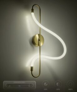 kelvo® GLOW 61683 Μοντέρνο Φωτιστικό Τοίχου – Απλίκα LED 18W 1800lm 360° AC 220-240V IP20 Ρυθμιζόμενο Λευκό CCT με On/Off 2700K/4500K/6000K – Lumileds SMD Chip – Χρυσό Πλατίνα & Λευκό Νήμα – Μ30 x Π15 x Υ70cm – 3 Χρόνια Εγγύηση