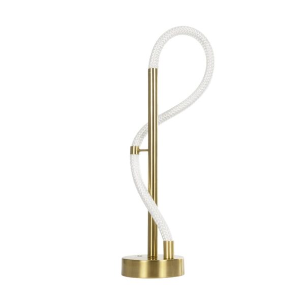 kelvo® GLOW 61685 Μοντέρνο Επιτραπέζιο Φωτιστικό Πορτατίφ LED 18W 1800lm 360° AC 220-240V IP20 Ρυθμιζόμενο Λευκό CCT με Αφή 2700K/4500K/6000K Dimmable – Lumileds SMD Chip – Χρυσό Πλατίνα & Λευκό Νήμα – Μ30 x Π30 x Υ60cm – 3 Χρόνια Εγγύηση