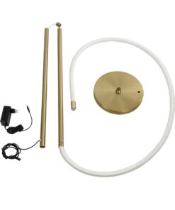 kelvo® GLOW 61686 Μοντέρνο Επιδαπέδιο Φωτιστικό LED 30W 3000lm 360° AC 220-240V IP20 Ρυθμιζόμενο Λευκό CCT με Αφή 2700K/4500K/6000K Dimmable – Lumileds SMD Chip – Χρυσό Πλατίνα & Λευκό Νήμα – Μ45 x Π45 x Υ160cm – 3 Χρόνια Εγγύηση