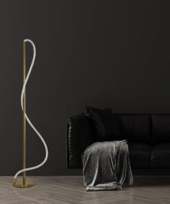 kelvo® GLOW 61686 Μοντέρνο Επιδαπέδιο Φωτιστικό LED 30W 3000lm 360° AC 220-240V IP20 Ρυθμιζόμενο Λευκό CCT με Αφή 2700K/4500K/6000K Dimmable – Lumileds SMD Chip – Χρυσό Πλατίνα & Λευκό Νήμα – Μ45 x Π45 x Υ160cm – 3 Χρόνια Εγγύηση