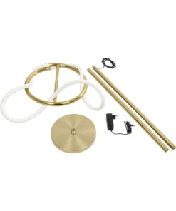 kelvo® GLOW 61687 Μοντέρνο Επιδαπέδιο Φωτιστικό LED 30W 3000lm 360° AC 220-240V IP20 Ρυθμιζόμενο Λευκό CCT με Αφή 2700K/4500K/6000K Dimmable – Lumileds SMD Chip – Χρυσό Πλατίνα & Λευκό Νήμα – Μ45 x Π45 x Υ160cm – 3 Χρόνια Εγγύηση