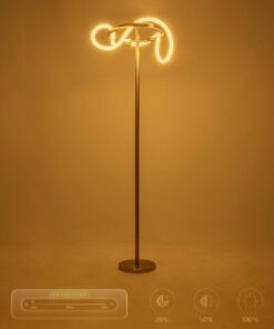 kelvo® GLOW 61687 Μοντέρνο Επιδαπέδιο Φωτιστικό LED 30W 3000lm 360° AC 220-240V IP20 Ρυθμιζόμενο Λευκό CCT με Αφή 2700K/4500K/6000K Dimmable – Lumileds SMD Chip – Χρυσό Πλατίνα & Λευκό Νήμα – Μ45 x Π45 x Υ160cm – 3 Χρόνια Εγγύηση