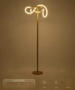 kelvo® GLOW 61687 Μοντέρνο Επιδαπέδιο Φωτιστικό LED 30W 3000lm 360° AC 220-240V IP20 Ρυθμιζόμενο Λευκό CCT με Αφή 2700K/4500K/6000K Dimmable – Lumileds SMD Chip – Χρυσό Πλατίνα & Λευκό Νήμα – Μ45 x Π45 x Υ160cm – 3 Χρόνια Εγγύηση