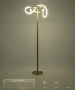 kelvo® GLOW 61687 Μοντέρνο Επιδαπέδιο Φωτιστικό LED 30W 3000lm 360° AC 220-240V IP20 Ρυθμιζόμενο Λευκό CCT με Αφή 2700K/4500K/6000K Dimmable – Lumileds SMD Chip – Χρυσό Πλατίνα & Λευκό Νήμα – Μ45 x Π45 x Υ160cm – 3 Χρόνια Εγγύηση