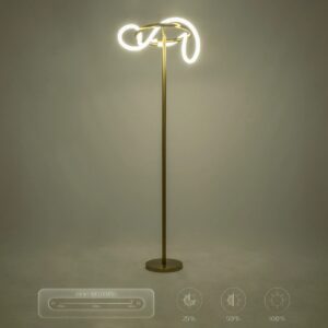 kelvo® GLOW 61687 Μοντέρνο Επιδαπέδιο Φωτιστικό LED 30W 3000lm 360° AC 220-240V IP20 Ρυθμιζόμενο Λευκό CCT με Αφή 2700K/4500K/6000K Dimmable – Lumileds SMD Chip – Χρυσό Πλατίνα & Λευκό Νήμα – Μ45 x Π45 x Υ160cm – 3 Χρόνια Εγγύηση