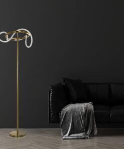 kelvo® GLOW 61687 Μοντέρνο Επιδαπέδιο Φωτιστικό LED 30W 3000lm 360° AC 220-240V IP20 Ρυθμιζόμενο Λευκό CCT με Αφή 2700K/4500K/6000K Dimmable – Lumileds SMD Chip – Χρυσό Πλατίνα & Λευκό Νήμα – Μ45 x Π45 x Υ160cm – 3 Χρόνια Εγγύηση