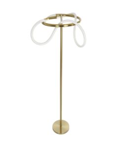 kelvo® GLOW 61687 Μοντέρνο Επιδαπέδιο Φωτιστικό LED 30W 3000lm 360° AC 220-240V IP20 Ρυθμιζόμενο Λευκό CCT με Αφή 2700K/4500K/6000K Dimmable – Lumileds SMD Chip – Χρυσό Πλατίνα & Λευκό Νήμα – Μ45 x Π45 x Υ160cm – 3 Χρόνια Εγγύηση