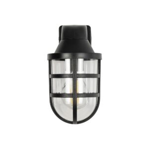 GLOBOSTAR® AGRE 61711 Φωτιστικό Τοίχου – Απλίκα Κήπου με Ντουί 1 x E27 AC 220-240V Αδιάβροχο IP65 – Μάυρο – Μ18 x Π11.5 x Υ22cm