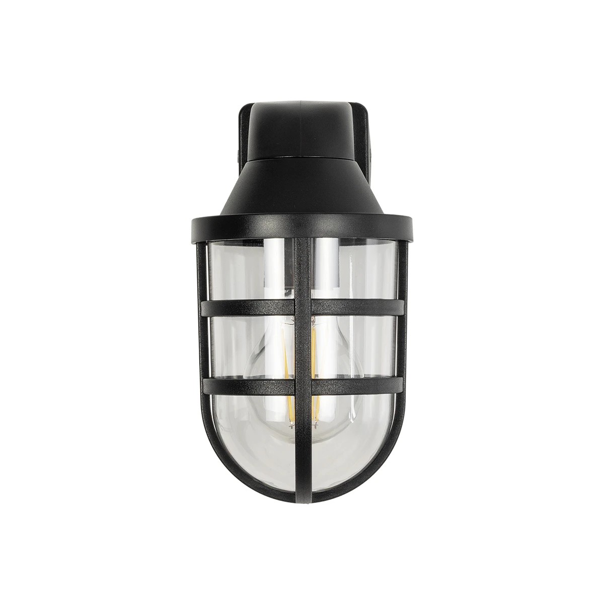 GLOBOSTAR® AGRE 61711 Φωτιστικό Τοίχου – Απλίκα Κήπου με Ντουί 1 x E27 AC 220-240V Αδιάβροχο IP65 – Μάυρο – Μ18 x Π11.5 x Υ22cm