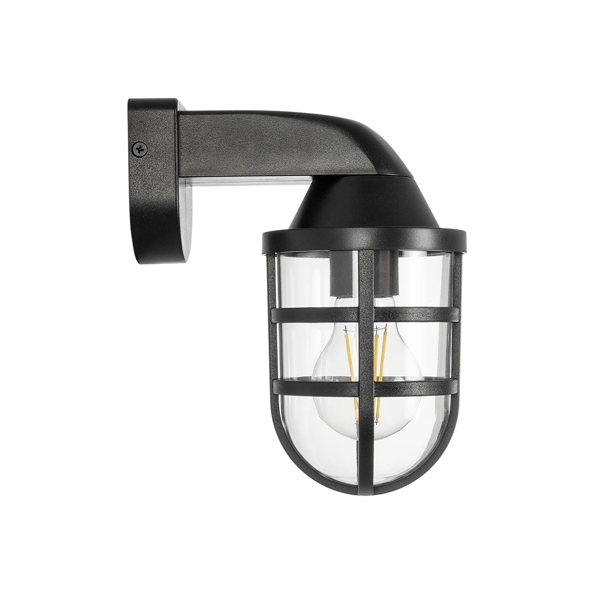 GLOBOSTAR® AGRE 61711 Φωτιστικό Τοίχου – Απλίκα Κήπου με Ντουί 1 x E27 AC 220-240V Αδιάβροχο IP65 – Μάυρο – Μ18 x Π11.5 x Υ22cm