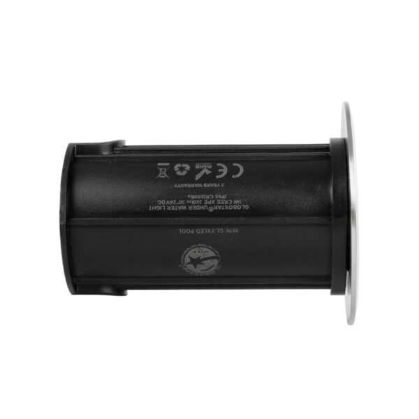 GLOBOSTAR® POOLIFY 61713 Υποβρύχιο Χωνευτό Σποτ για Σιντριβάνια/Πισίνες LED 3W 360lm 30° DC 24V Αδιάβροχο IP68 Θερμό Λευκό 2700K Dimmable – CREE XPE – Ανοξείδωτο Ατσάλι 316 & Tempered Glass – 1m VDE Rubber Καλώδιο – Φ6.5 x Υ8cm / Q5.2cm – 3 Χρόνια Εγγύηση