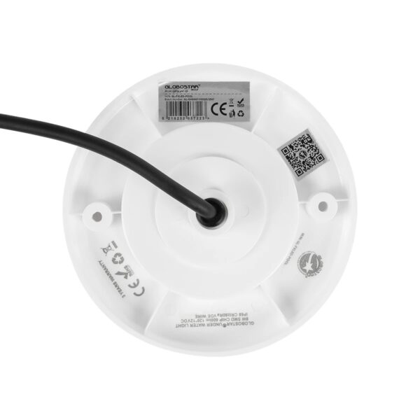 GLOBOSTAR® POOLARTY 61716 Υποβρύχιο Φωτιστικό για Σιντριβάνια/Πισίνες LED 8W 600lm 120° DC 12V Αδιάβροχο IP68 Θερμό Λευκό 2700K Dimmable – Bridgelux SMD Chip – 1m VDE Rubber Καλώδιο – Μ13 x Π13 x Υ2cm – 3 Χρόνια Εγγύηση