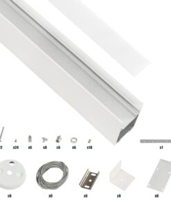 GLOBOSTAR® ALP-LINEAR LUMILINE 61763-3M Επιφανειακό / Κρεμαστό / Επιτοίχιο Προφίλ Αλουμινίου με Λευκό Γαλακτερό Πατητό Κάλυμμα για Ταινίες LED IP20 – Λευκό Ματ – Μ300 x Π3.5 x Υ7cm