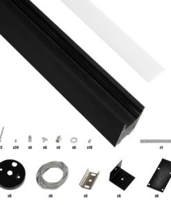 GLOBOSTAR® ALP-LINEAR LUMILINE 61764-3M Επιφανειακό / Κρεμαστό / Επιτοίχιο Προφίλ Αλουμινίου με Λευκό Γαλακτερό Πατητό Κάλυμμα για Ταινίες LED IP20 – Μαύρο Ματ – Μ300 x Π3.5 x Υ7cm