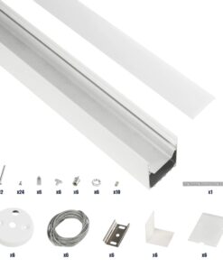 GLOBOSTAR® ALP-LINEAR BRIGHTRAIL 61774-3M Επιφανειακό / Κρεμαστό / Επιτοίχιο Προφίλ Αλουμινίου με Λευκό Γαλακτερό Πατητό Κάλυμμα για Ταινίες LED IP20 – Λευκό Ματ – Μ300 x Π5 x Υ7.5cm