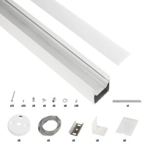 GLOBOSTAR® ALP-LINEAR BRIGHTRAIL 61774-3M Επιφανειακό / Κρεμαστό / Επιτοίχιο Προφίλ Αλουμινίου με Λευκό Γαλακτερό Πατητό Κάλυμμα για Ταινίες LED IP20 – Λευκό Ματ – Μ300 x Π5 x Υ7.5cm