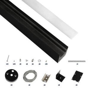 GLOBOSTAR® ALP-LINEAR BRIGHTRAIL 61775-3M Επιφανειακό / Κρεμαστό / Επιτοίχιο Προφίλ Αλουμινίου με Λευκό Γαλακτερό Πατητό Κάλυμμα για Ταινίες LED IP20 – Μαύρο Ματ – Μ300 x Π5 x Υ7.5cm