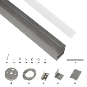 GLOBOSTAR® ALP-LINEAR BRIGHTRAIL 61776-3M Επιφανειακό / Κρεμαστό / Επιτοίχιο Προφίλ Αλουμινίου με Λευκό Γαλακτερό Πατητό Κάλυμμα για Ταινίες LED IP20 – Γκρι Ανθρακί Ματ – Μ300 x Π5 x Υ7.5cm