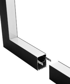 GLOBOSTAR® ALP-CORNER-IN90 BRIGHTRAIL 61781 Επιφανειακό / Κρεμαστό Προφίλ Αλουμινίου Γωνία με Λευκό Γαλακτερό Πατητό Κάλυμμα για Ταινίες LED IP20 – Μαύρο Ματ – Μ30 x Π5 x Υ7.5cm