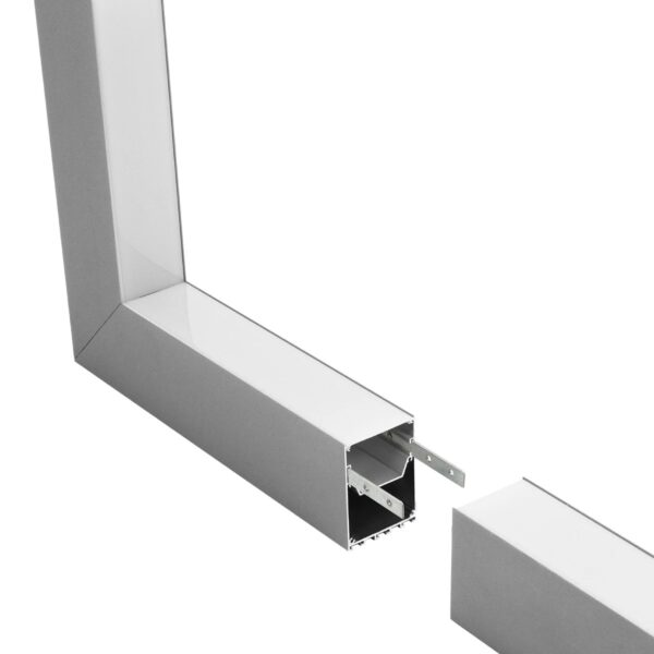 GLOBOSTAR® ALP-CORNER-IN90 BRIGHTRAIL 61782 Επιφανειακό / Κρεμαστό Προφίλ Αλουμινίου Γωνία με Λευκό Γαλακτερό Πατητό Κάλυμμα για Ταινίες LED IP20 – Γκρι Ανθρακί Ματ – Μ30 x Π5 x Υ7.5cm