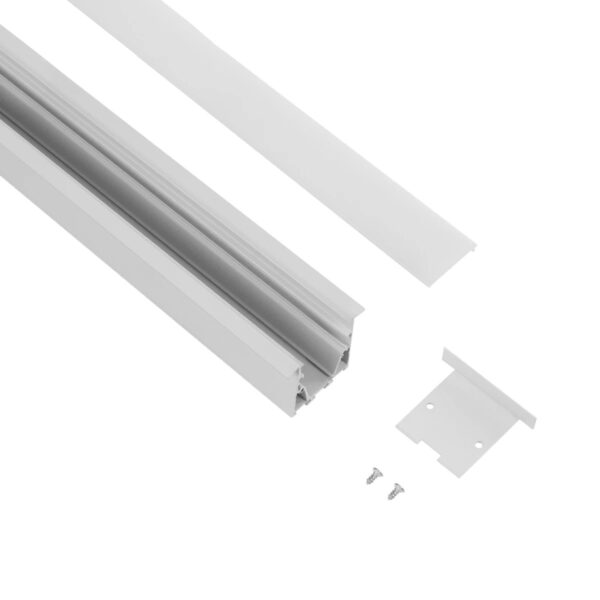 GLOBOSTAR® ALP-LINEAR RECESSA 61785-3M Χωνευτό Προφίλ Αλουμινίου με Λευκό Γαλακτερό Πατητό Κάλυμμα για Ταινίες LED IP20 – Λεικό Ματ – Μ300 x Π3.5 x Υ4cm